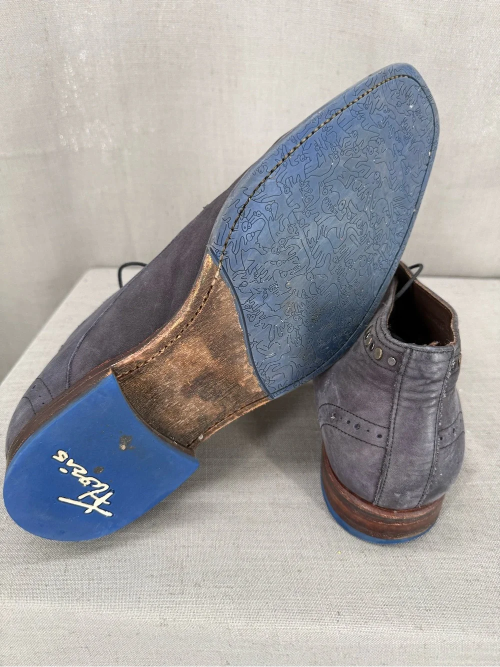 Floris Van Bommel Blue bottoms leather chukka Dress Shoes Men's Sz 9